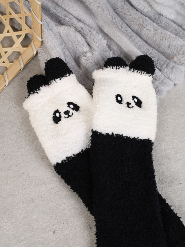 Носки женские флисовые р. 35-40 Лапки новогодний №2 Панда / MNZ-16/2 /уп 12 /700654