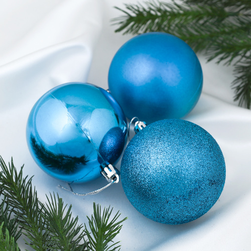 Елочные шары 20 штук 8 см / HX-1/8 /уп 12/ голубые
