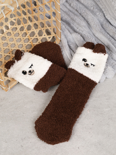 Носки женские флисовые р. 35-40 Лапки новогодний №9 / MNZ-16/9 /уп 12 /700654