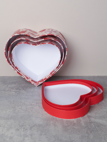 Коробка подарочная 3 штуки Сердце / 1159 /уп 24/16*18.3*7/18*20.3*8/20*22.3*9cm