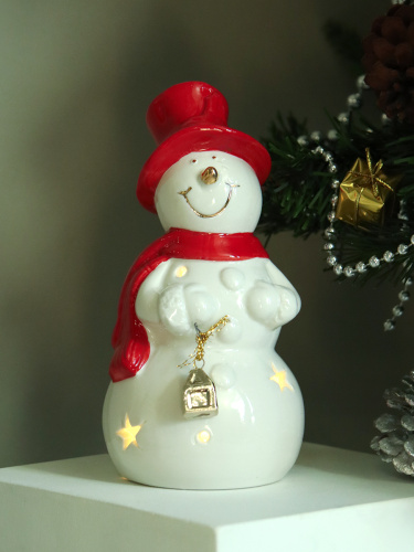 Фигурка Снеговик с подсветкой новогодний 15 см / FP23603 /уп 48/LED