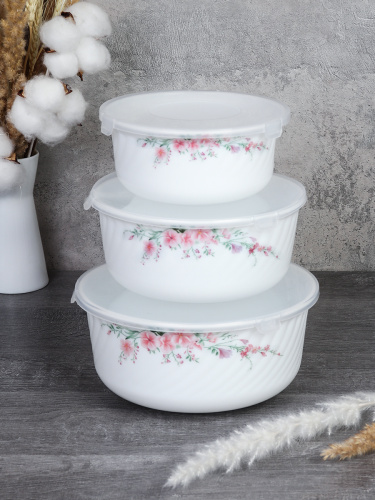 Салатник с крышкой 3 предмета / HDW3B-XN (7482) /уп 12/