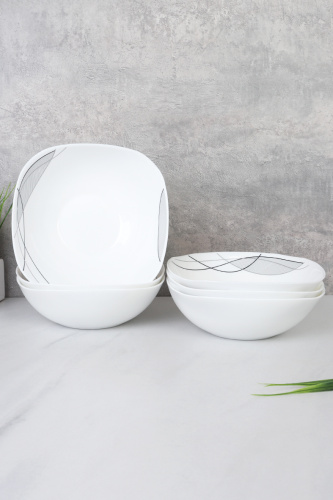 Набор  суповых квадратных тарелок 750 мл 190 мм / LKSW75 (2029) /уп 6/ Абстракция волны