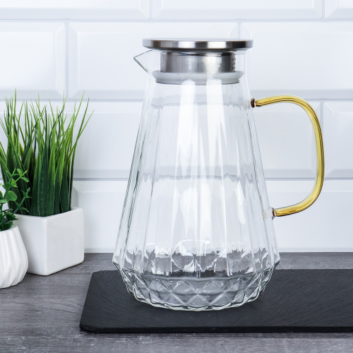 Кувшин 1800 мл стеклянный / LCWJ-7944 /уп 36/ Металлическая крышка