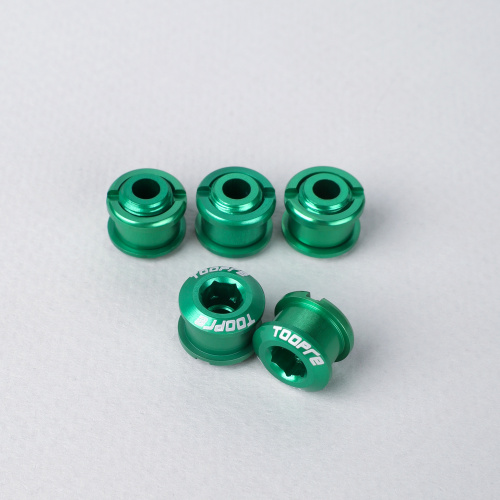 Бонки алюминиевые TOOPRE CN-01 12х12х9.6mm болт + гайка для крепления передних звёзд к системе шатунов. Набор 5 штук. Зеленый