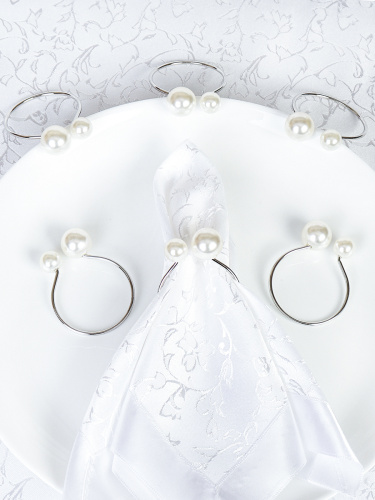 Кольца для салфеток 6 штук Бусины Серебро / JG03-3 /уп 200/ 8 марта/ подарок для женщины