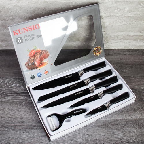 Набор кухонных ножей 6 предметов / WD-104 /уп 24/овощечистка в комплекте