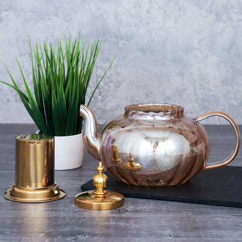 Чайник заварочный с ситом 700 мл рифленый тонированный / LCTP5541 /уп 48/