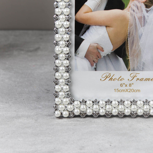 Фоторамка 15x20 стразы и жемчуг / CZ-ZQBF-C /уп 60/