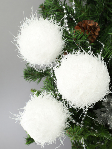 Новогоднее украшение Шары 3 штуки 8 см / WF-191 /уп 128/белые