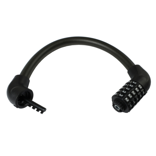 Замок тросовый кодовый KRYPTON, 5 разрядов, 400мм, стальной трос антивзлом. плетение, вес 320 гр, чёрный. /уп 50/100/