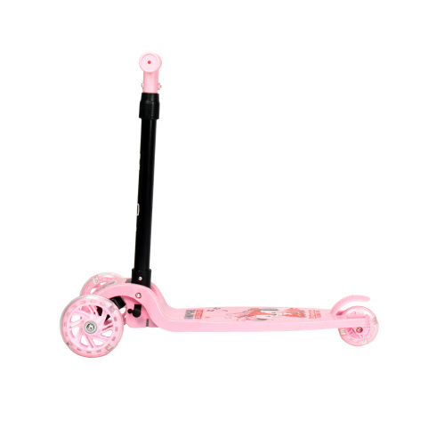Самокат трехколесный облегчённый для детей от 3-х лет Yeenot GT105-10, нагрузка до25кг, вес 1,2кг, светящиеся колёса 110мм, цвет розовый Лиса БК/уп13