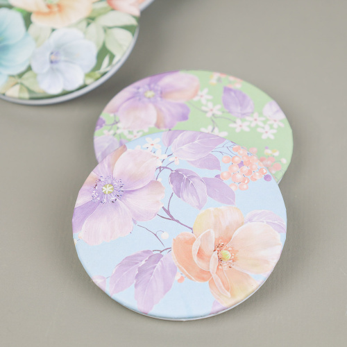 Зеркало карманное 7 см Цветы / CW419-5 /уп 12/480/