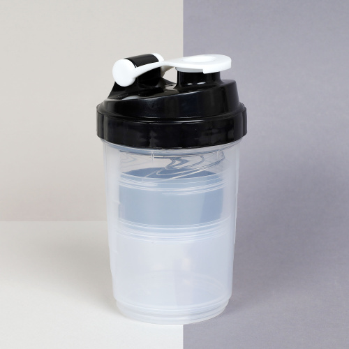 Бутылка/Шейкер СПАЙДЕР SHS-500 бело-чёрная, для спортивного питания 500ML