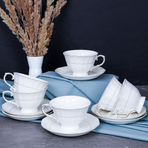 Чайный набор 12 предметов 250 мл на ножке / RS/12-FY21001 Grey /уп 8/ 