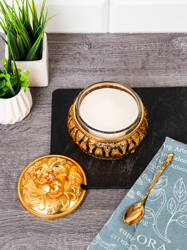 Сахарница с ложкой / 997-9-GOLD /уп 96/