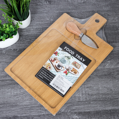 Доска разделочная и нож для сыра 19х33 см / WE-600 /уп 48/ дерево