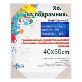 Холст 40х50 грунтованный на подрамнике для рисования 