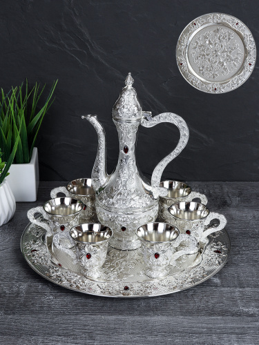 Коньячный набор /200/30 мл/ Серебро/ 201-SILVER /уп 24/ Плоский поднос