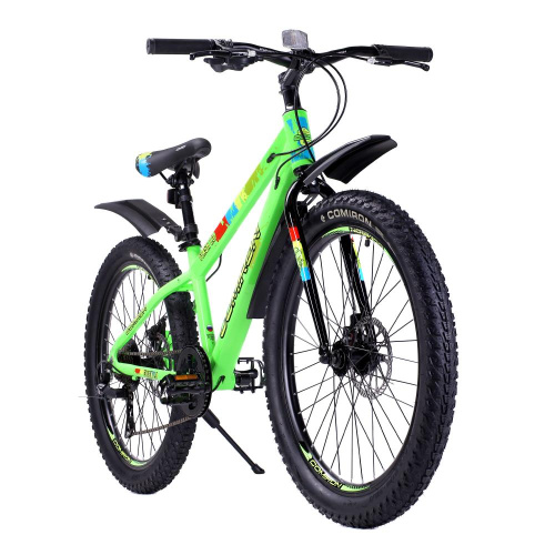 Велосипед 24"x3.0 рама 13" 7sp COMIRON FLASH полуфэт ригид зелёный