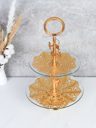 Ваза для фруктов 2-х ярусная / G-907 /уп 10/