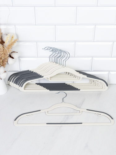 Вешалка для одежды серая набор 10 штук 41 см 73 грамма / F73OP-grey /уп 20/ OPP