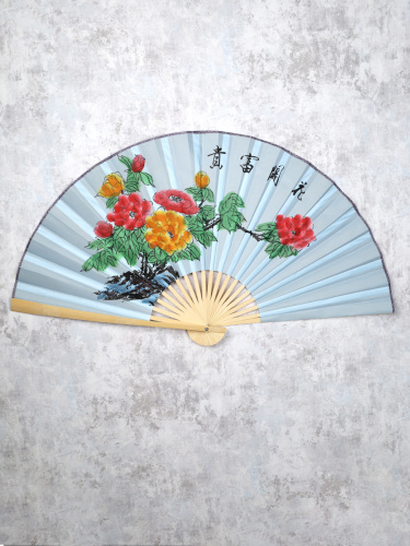 Веер 63 см бамбуковая основа Черный с Драконом / 622-12 /уп 75/