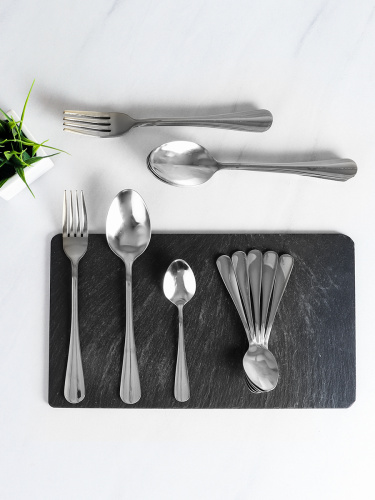 Столовые приборы 18 предметов 6 персон / YGH18-101001-Серебро /уп 16/ в коробке