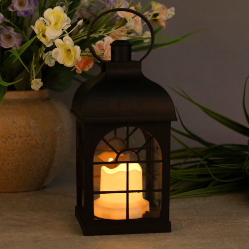 Светильник фонарь настольный Новогодний 21 см черный / YR01515B /уп 48/от батареек