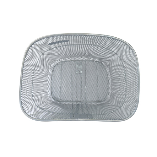 Корзина для велосипеда металлическая, с креплением на переднее колесо под резьбовую вилку. 2 кронштейна на рулевую колонку.  Серебро / 1DVMI-3 /уп 40/