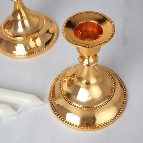 Подсвечник 2 штуки набор золото 12 см / 101G /уп 30/новогодняя