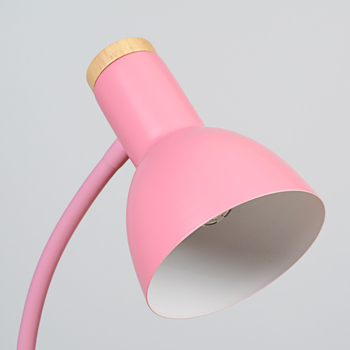Настольный светильник Розовый плафон Деревянное основание E27 /Размер: 190мм*460мм С лампой светодиодной 6Вт Три режима тёплый-нейтральный-хол /уп 10/