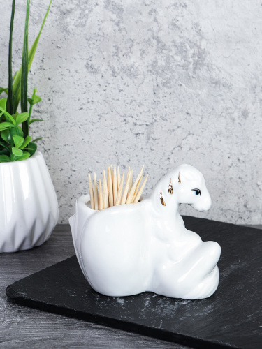 Подставка для зубочисток Лошадь 8 см / B5448 /уп 144/ Символ года 2026  костяной фарфор