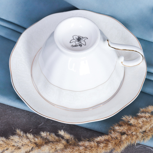 Чайный набор 12 предметов 250 мл на ножке / RS/12-FY21001 Grey /уп 8/ 