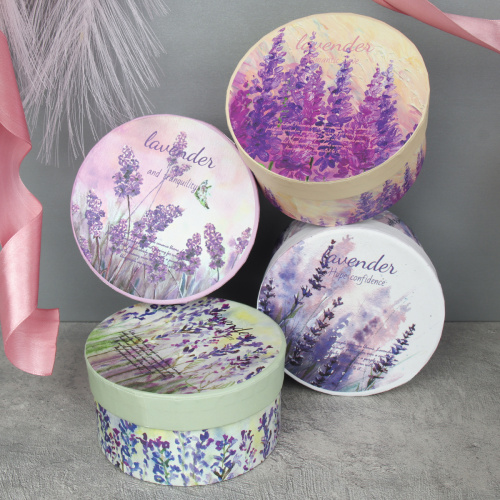 Коробка подарочная круглая 10х10 см / S139-SY623 /уп 12/216/лаванда