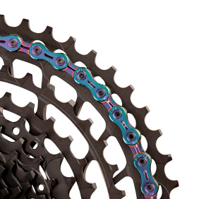 Велосипедная цепь SUMC 12 speed SX12SL RAINBOW 1/2"x11/128" 126L суперлайт 244 г (SHIMANO M9100 / KMC DLXC12) ГОСТ 30442-97 ISO 9633 /уп 25/