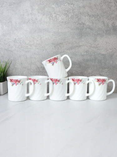 Кружка 6 штук 270 мл рифленая / XWCB250 (2024) /уп 6/ Розовая композиция