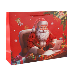 Пакет подарочный Новый год 39х30х11 / 1655-3 /уп 12/360/210г/м2