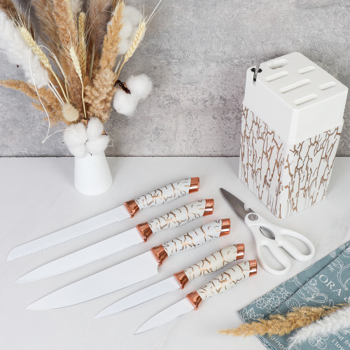 Набор кухонных ножей на подставке 7 предметов / WG-610 /уп 12/