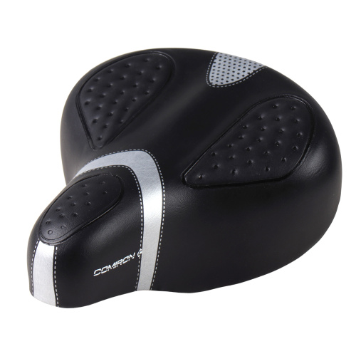 Седло велосипедное суперкомфортное COMIRON KING DIVAN II C095 260x220, Пена 57мм. Технологии: DW, ED, Spring, Верх: PU, Цвет: Чёрный+Серый /уп 16/