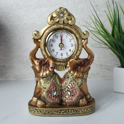 Часы статуэтка Слоны 12х6,5х18 см / 7153B /уп 48/