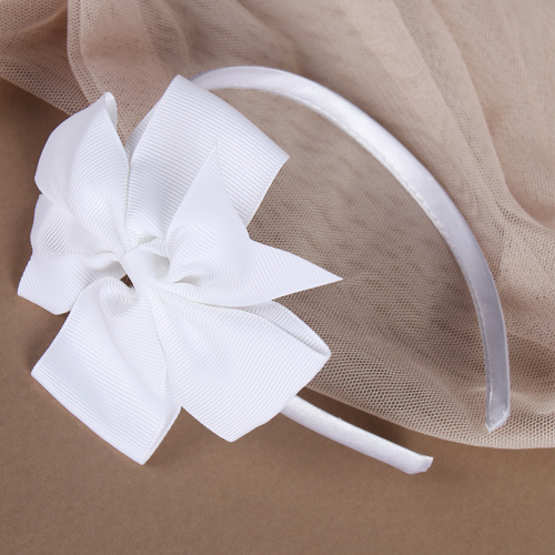 Ободок бант белый / YAL-6 /уп 50/