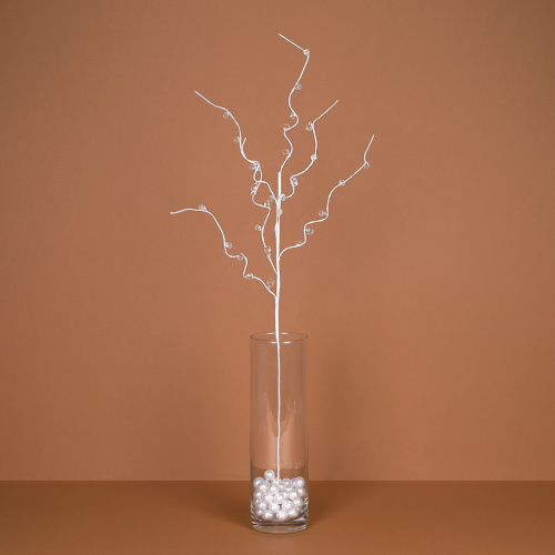 Ветка декоративная стеклярус 79 см / SA16068 /уп 80/320/белая ветка