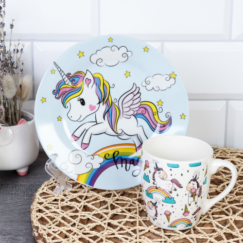 Набор посуды 2 предмета Единорог/ С594#/А-07/