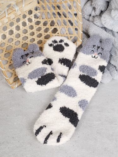 Носки женские флисовые р. 35-40 Лапки новогодний № 4 / MNZ-19/4 /721638