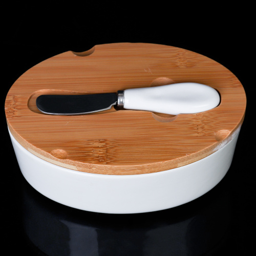 Масленка и нож 17х12 см АКЦИЯ / JA7528 /уп 24/ деревянная подставка для ножа