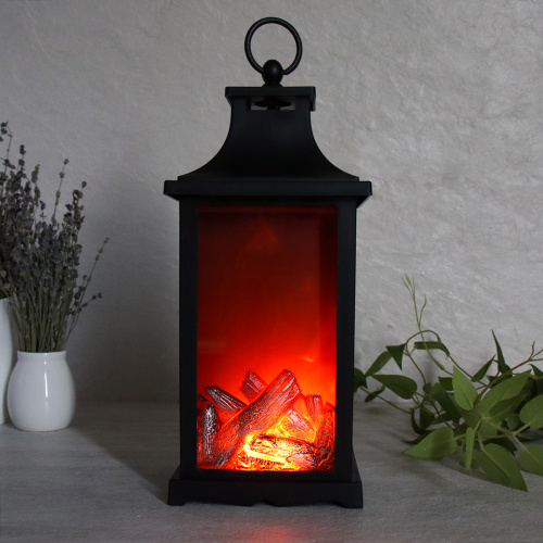 Светильник фонарь настольный Новогодний Камин 30 см / YR1168 /уп 24/от батареек