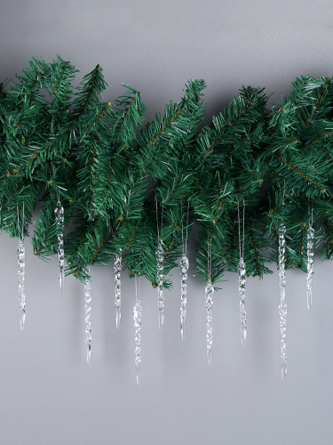 Гирлянда из елочных веток искусственная 2,7 метра 200 веток 24 см ширина+СОСУЛЬКИ набор  / WA-200 / уп 40/Новый год