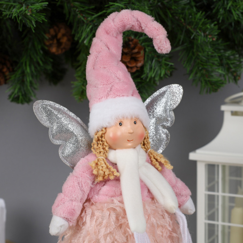 Новогоднее украшение интерьера 50 см Ангел / W-1024 /уп 24/розовое платье