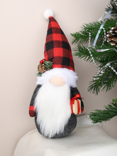 Новогоднее украшение Гном красно-черный колпак 30 см / B120 /уп 75/713000